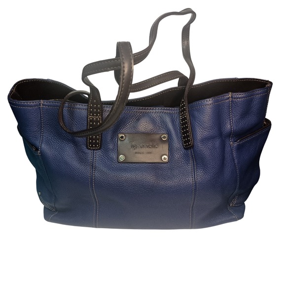 Tignanello Blue Leather Shoulder Bag SKUCH116 - Picture 1 of 9